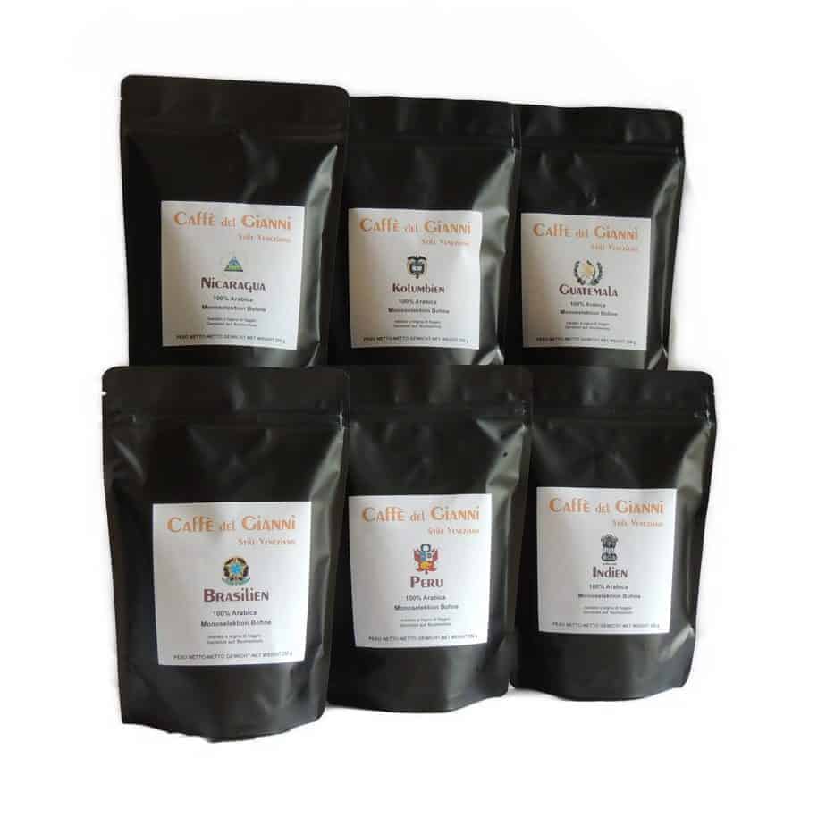 Probierpaket Single Origin 6 x 250 g - Caffe del Gianni